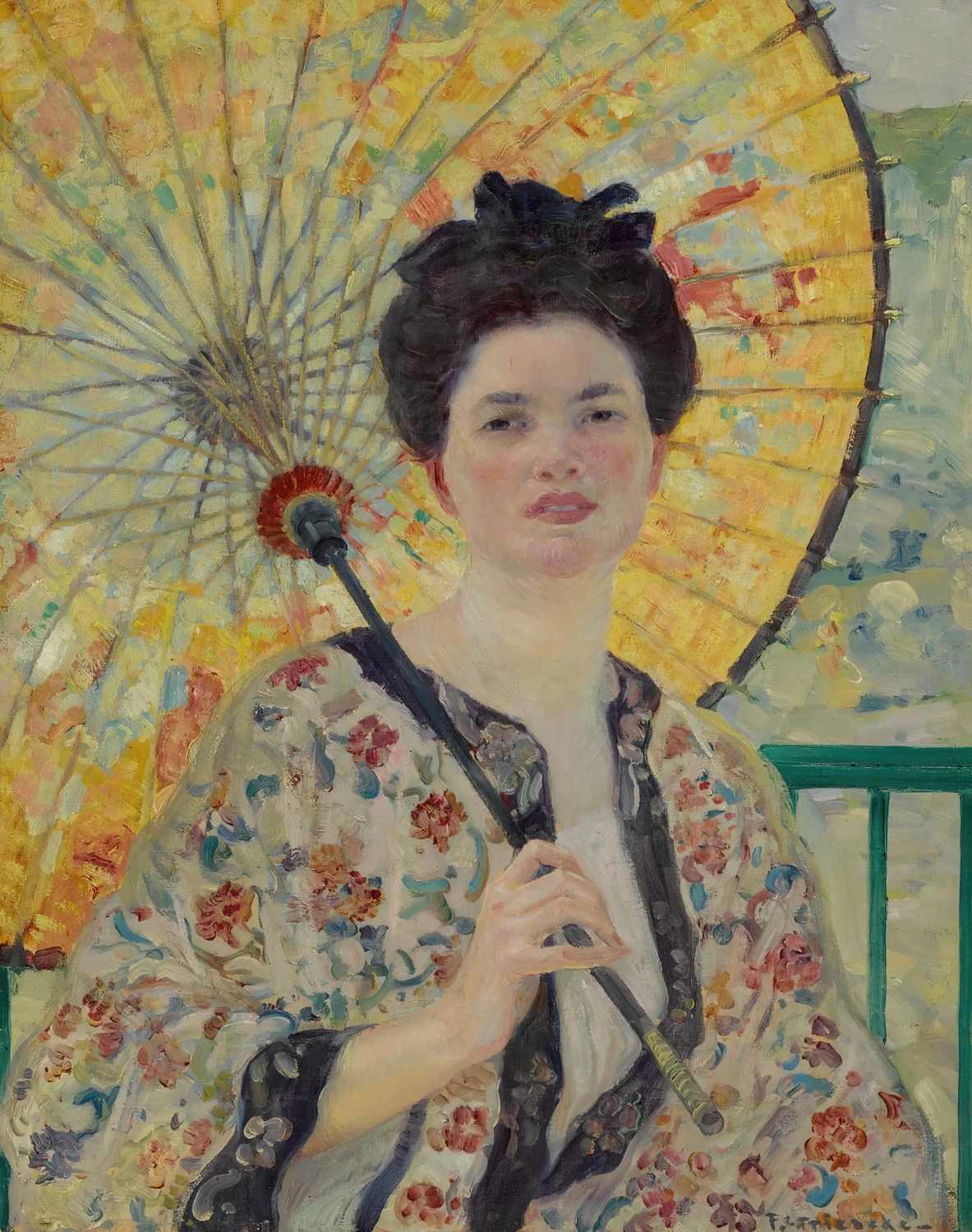 Donna con parasole giapponese